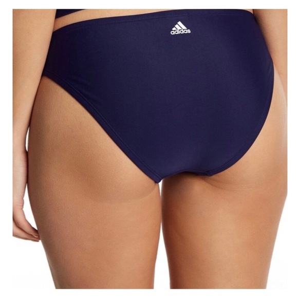 (L) ADIDAS Navy Blue White Hipster Bikini Bottom - Picture 8 of 8